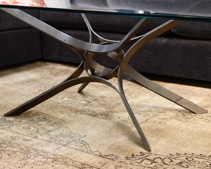Roger Sprunger Glass and Bronze Cocktail Table
