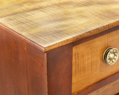 Antique Sheraton Chest in Mahogany and Tiger Maple