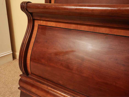 Cherry With Inlay Accent Sleigh Queen Bed Includes Wooden Siderails