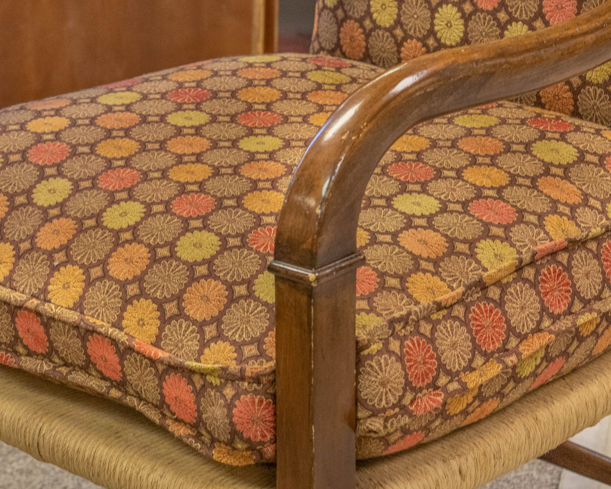 Pair of French Provincial Host & Hostess Chairs W/ Floral Upholstery