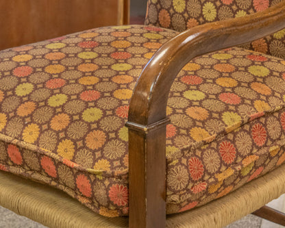 Pair of French Provincial Host & Hostess Chairs W/ Floral Upholstery