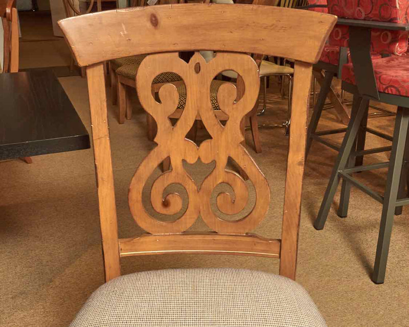 Set Of Lane  2 Arm 4 Side Solid Wooden Upholstered Cushion Dining Chairs