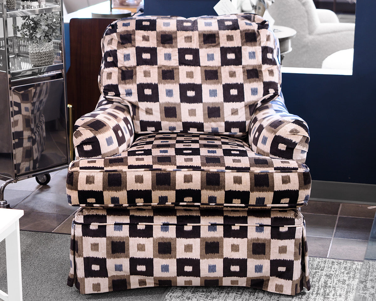 Upholstered Club Chair in a Geometric Upholstery