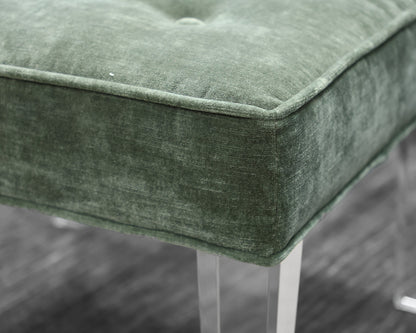 Pair of Boston Interiors Ottomans in Teal on Lucite Legs