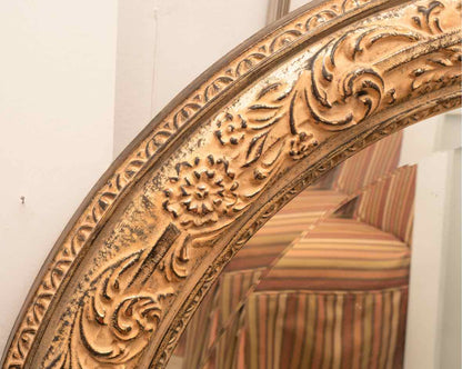 Brushed Gold Finish Scroll Design Mirror