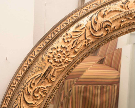 Brushed Gold Finish Scroll Design Mirror