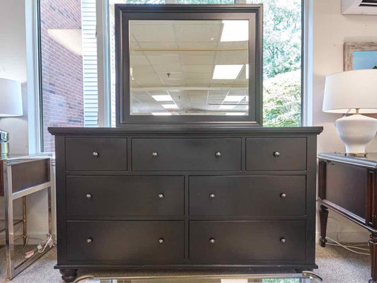 Aspen Home Seven Drawer Black Dresser & Mirror