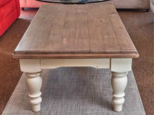 Driftwood Finish Top Cream Turned Legs Cocktail Table