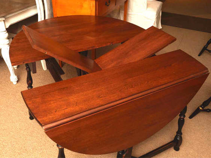 Cherry Drop Leaf Dining Table 9.75" Butterfly Leaf Distressed Black Legs