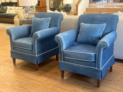 Pair of Denim Blue Ethan Allen Chairs