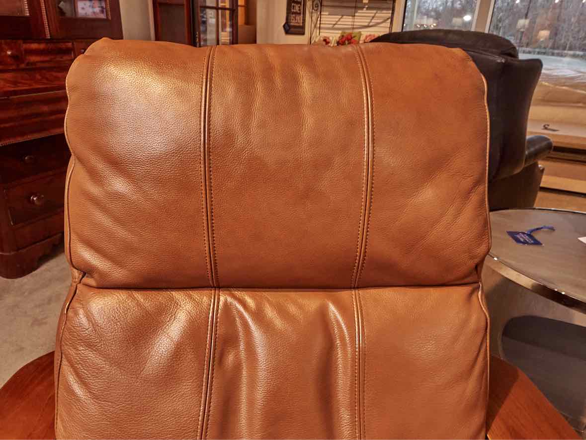 Pair Of Haining Home Pt. 'Palermo Nutmeg Leather Cherry Mission Style  Recliners