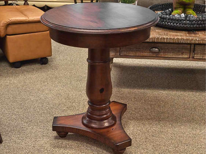 Round Mahogany Pedestal Side Table