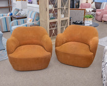 Four Hands Pair of  Swivel 'Julius' Nubuck Cognac Chairs