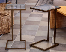 Pair of Greek Key Style Overhang Side Tables