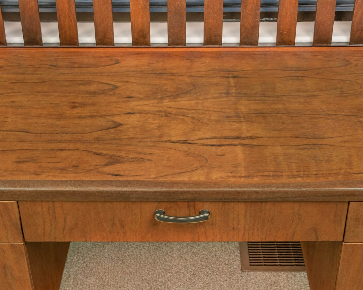 Founders MCM 6 Drawer Executive Desk In Warm Grain Patterned Walnut & Rosewood
