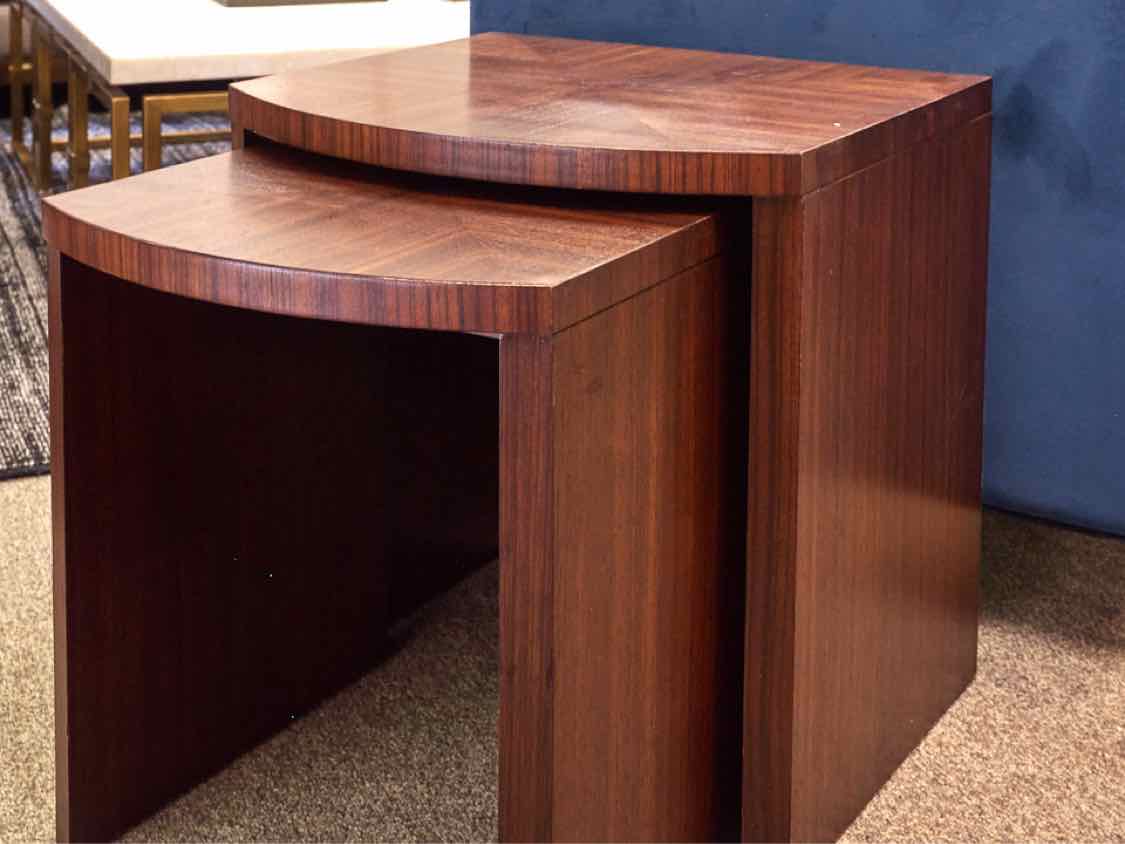 Ethan Allen Zebra Wood Nesting  Side Tables