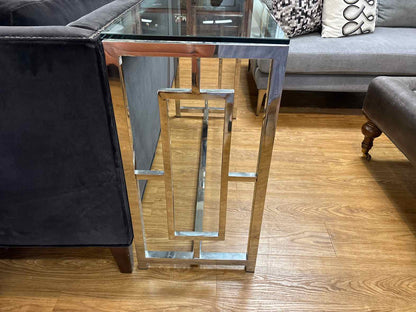 Contemporary Glass and Chrome Console