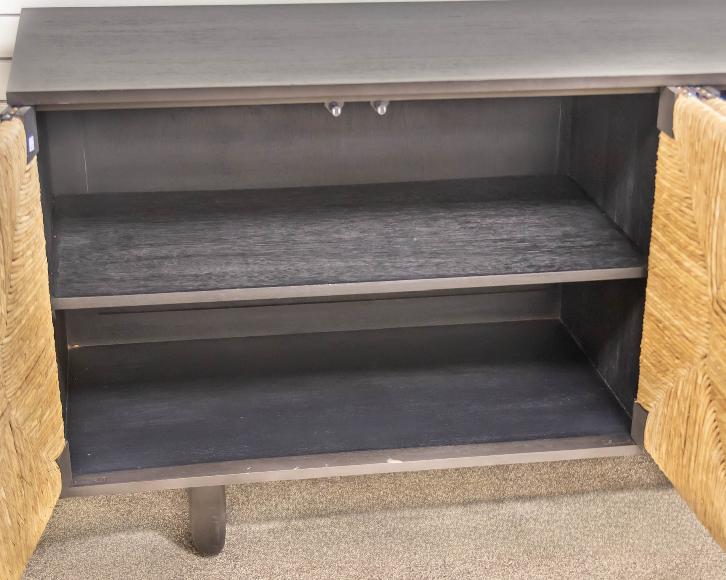 Noir Brook 4-Door Sideboard with Rush Panels in Pale Finish on Mahogany