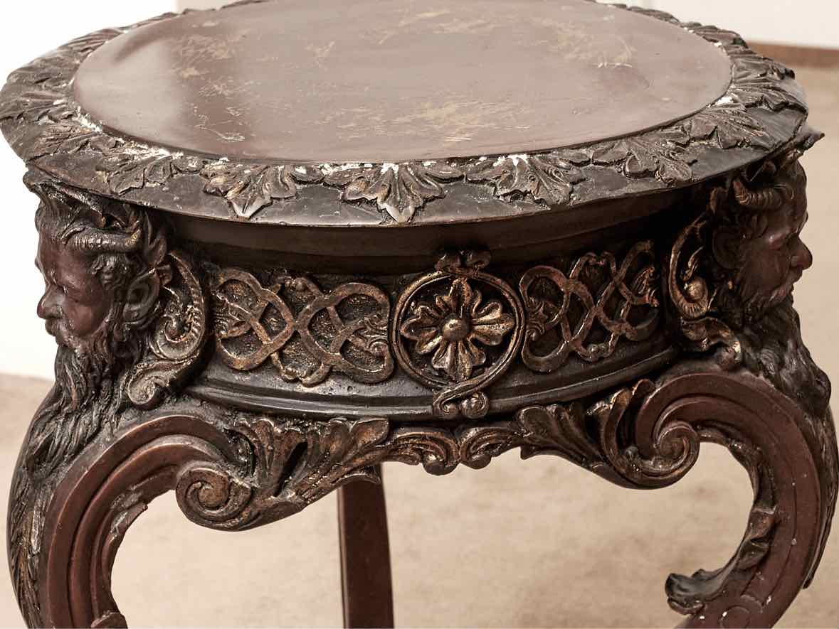 Bronze Ornate Pedestal With Metal Top