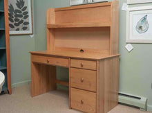 Oak 4 Drawer Desk & Hutch Top