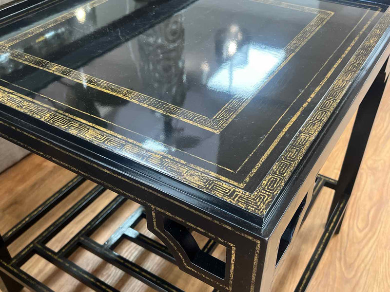 Black Lacquer Asian-Style Side Table