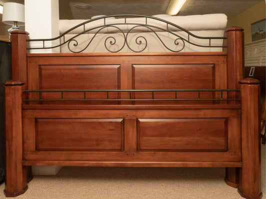 Bob Timberlake Cherry With Black Finish Metal Scroll Accent King Bed