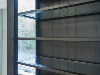 Two Piece Display Cabinet in Black Wash with Dimmer