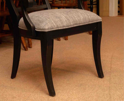Set Of 6 Ethan Allen Black Finish Upholstered Cushions  Dining Chairs