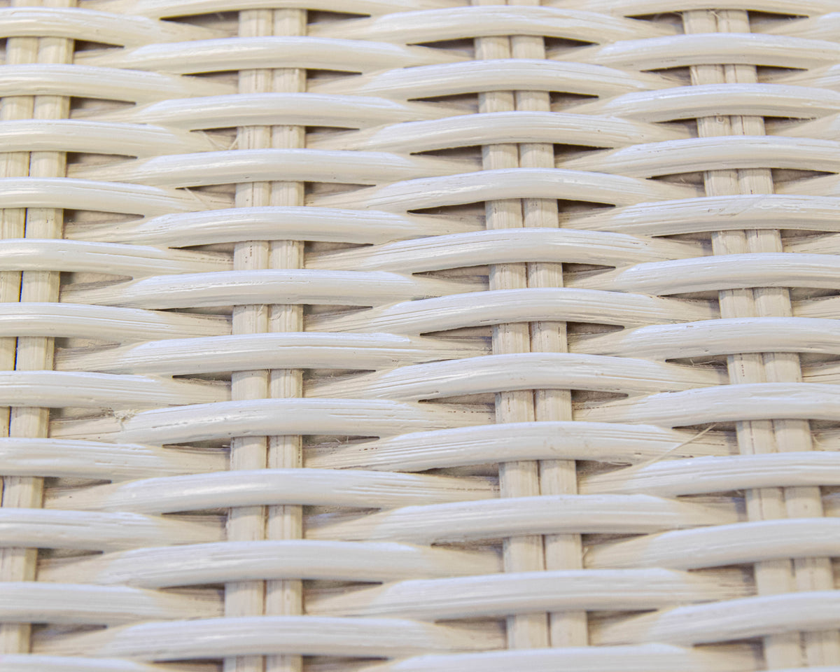 Capris Furniture Hassock Cocktail Table in White Wood & Wicker