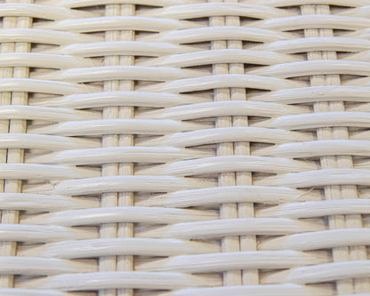 Capris Furniture Hassock Cocktail Table in White Wood & Wicker