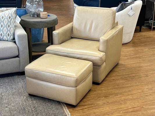 Hancock and Moore Butterscotch Leather Chair and Ottoman