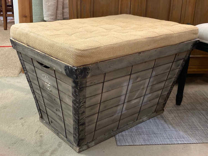 Ballard Design  Storage Ottoman With Burlap Cushion Top