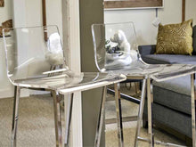 Set of 3  CB2 Chrome and Acrylic  Bar Stools
