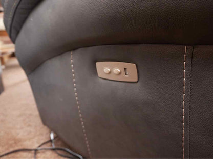 Grey Leather 2 Chair Power Recliner