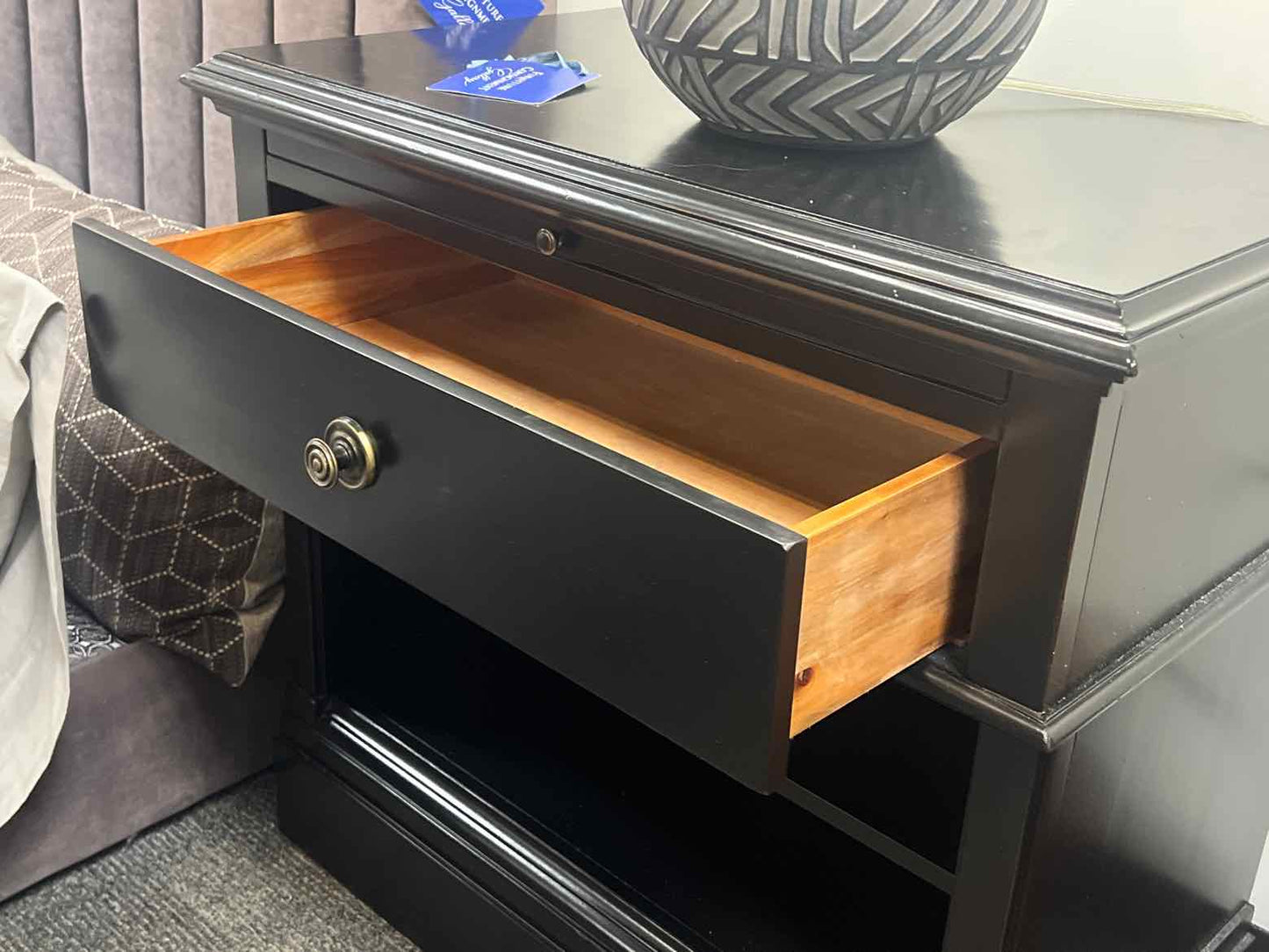 Pair of Pottery Barn Black Nightstands