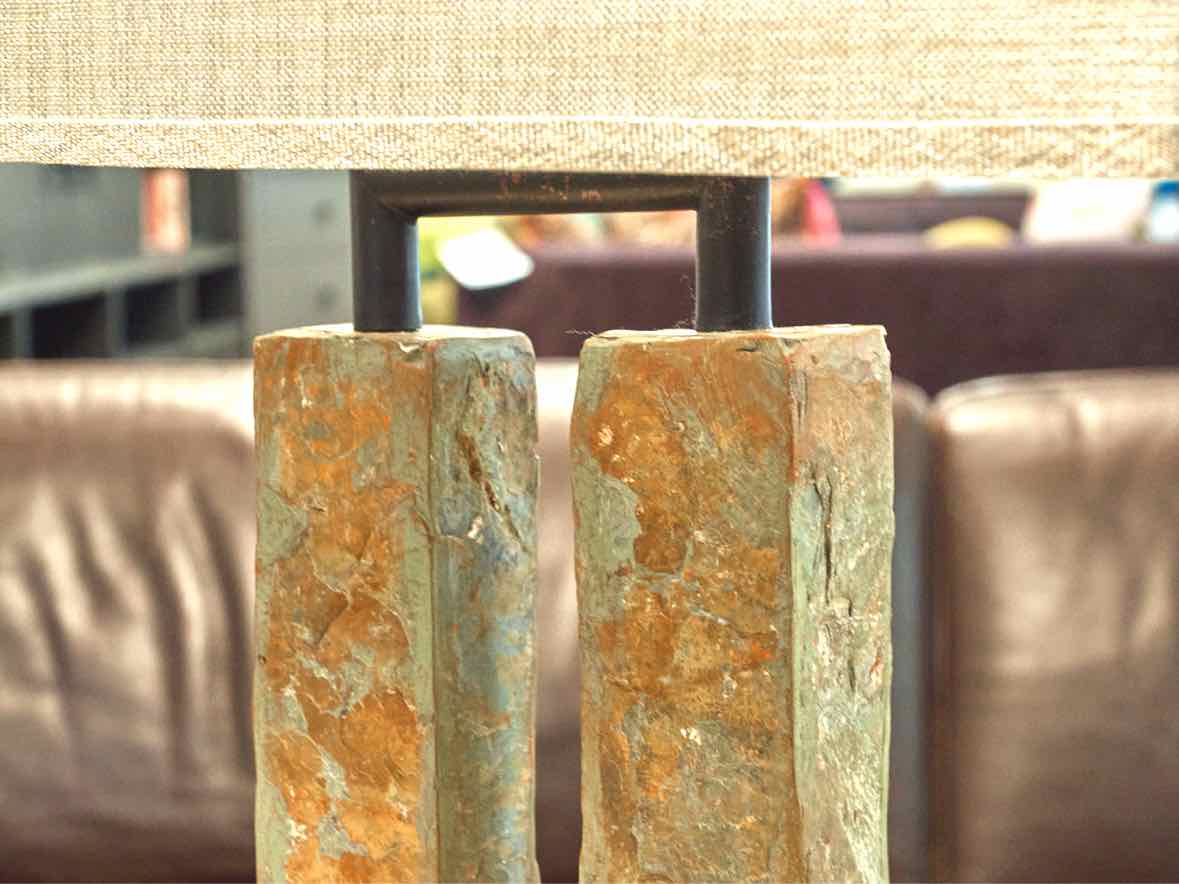 Pair of Stone Column Table Lamps
