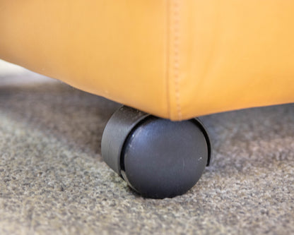 Ekornes Camel Leather Square Storage Ottoman