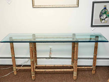 McGuire Glass Top Bamboo Base  Console