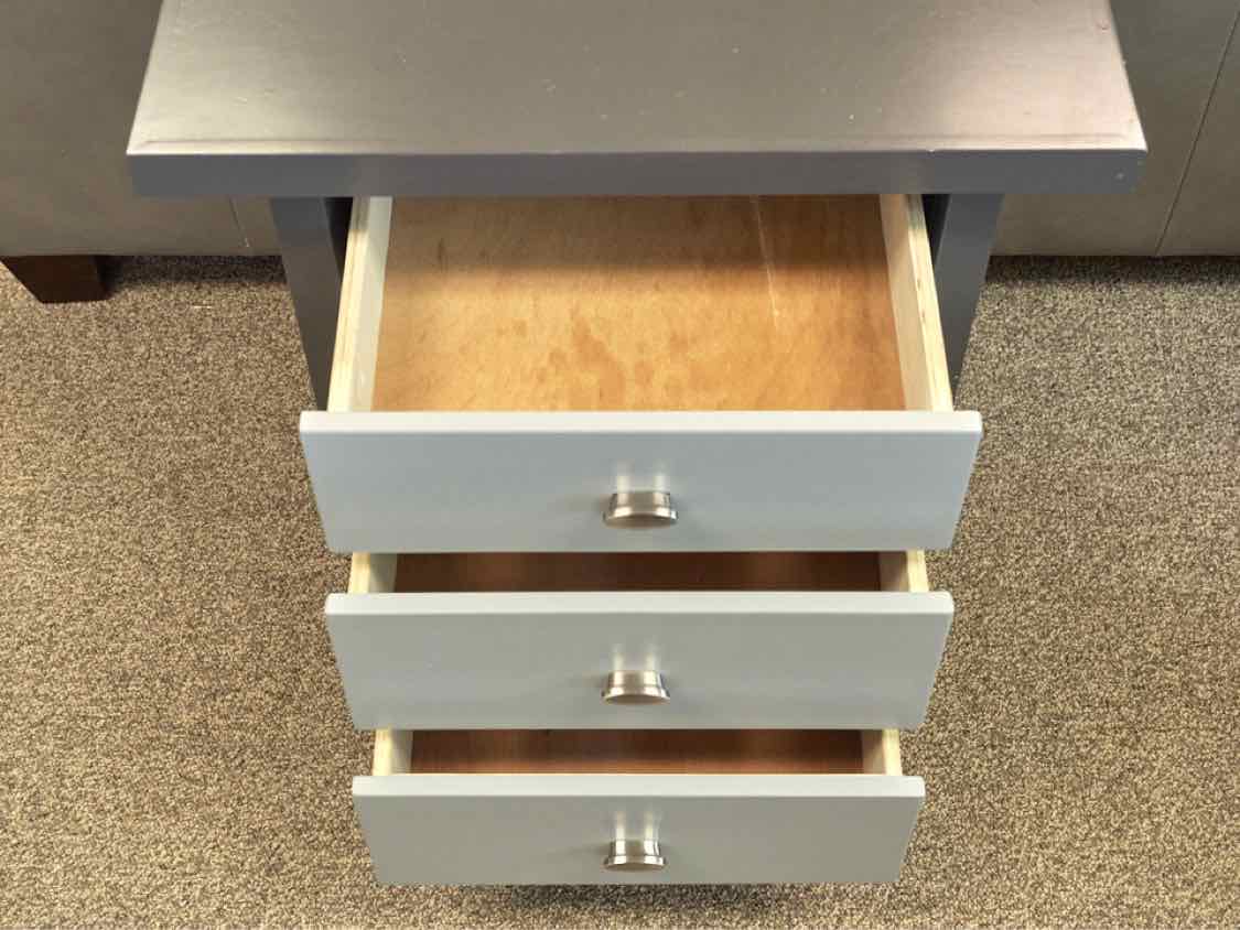 Pair of Two Tone Nightstands in Charcoal & Silver
