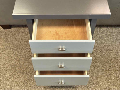 Pair of Two Tone Nightstands in Charcoal & Silver