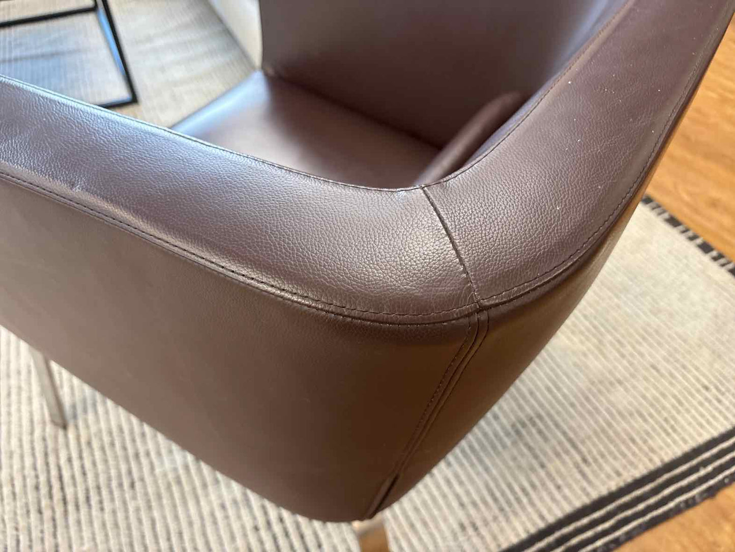 Ligne Roset Chocolate Leather Barrel Chair
