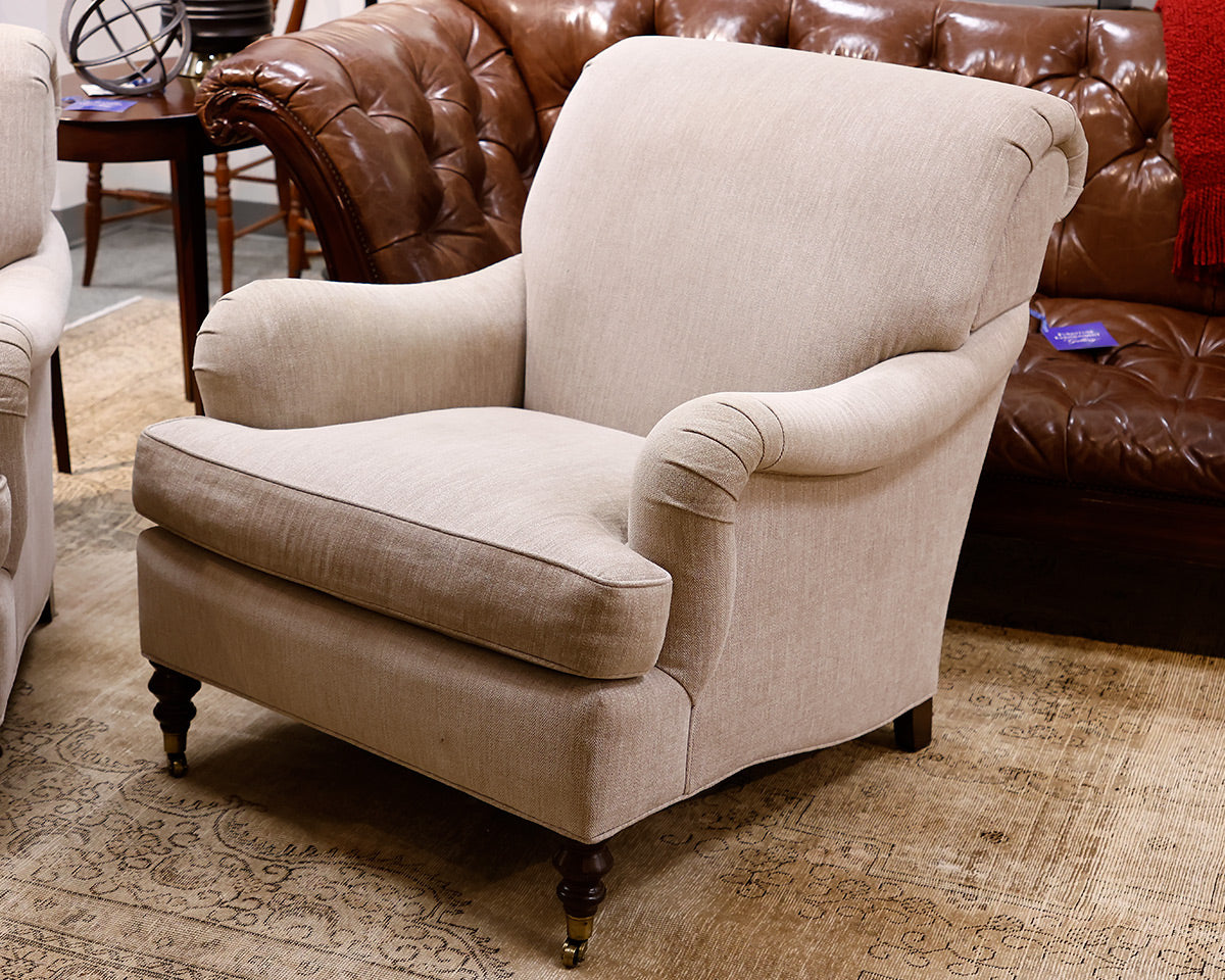 Pair of Ferrell + Mittman Rolled Arm Accent Chairs