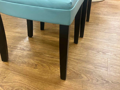 Pair of Aqua Leather Dining Chairs