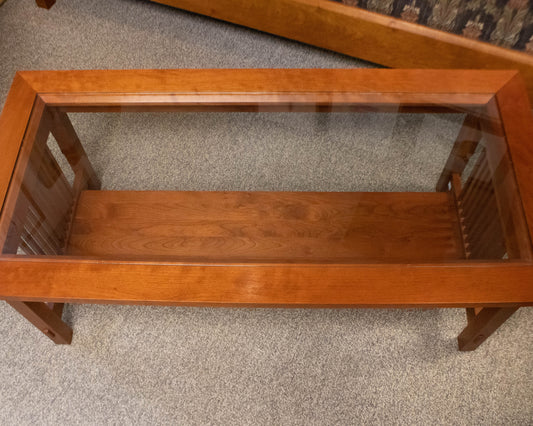 Stickley Cherry Mission Cocktail Table with Glass Insert