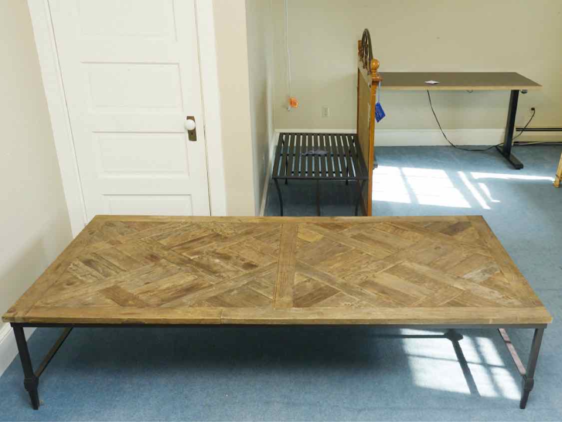 Pottery Barn  Weathered Oak Parquet Top Cocktail Table