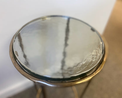 Round Recycled Glass Top Drink Table