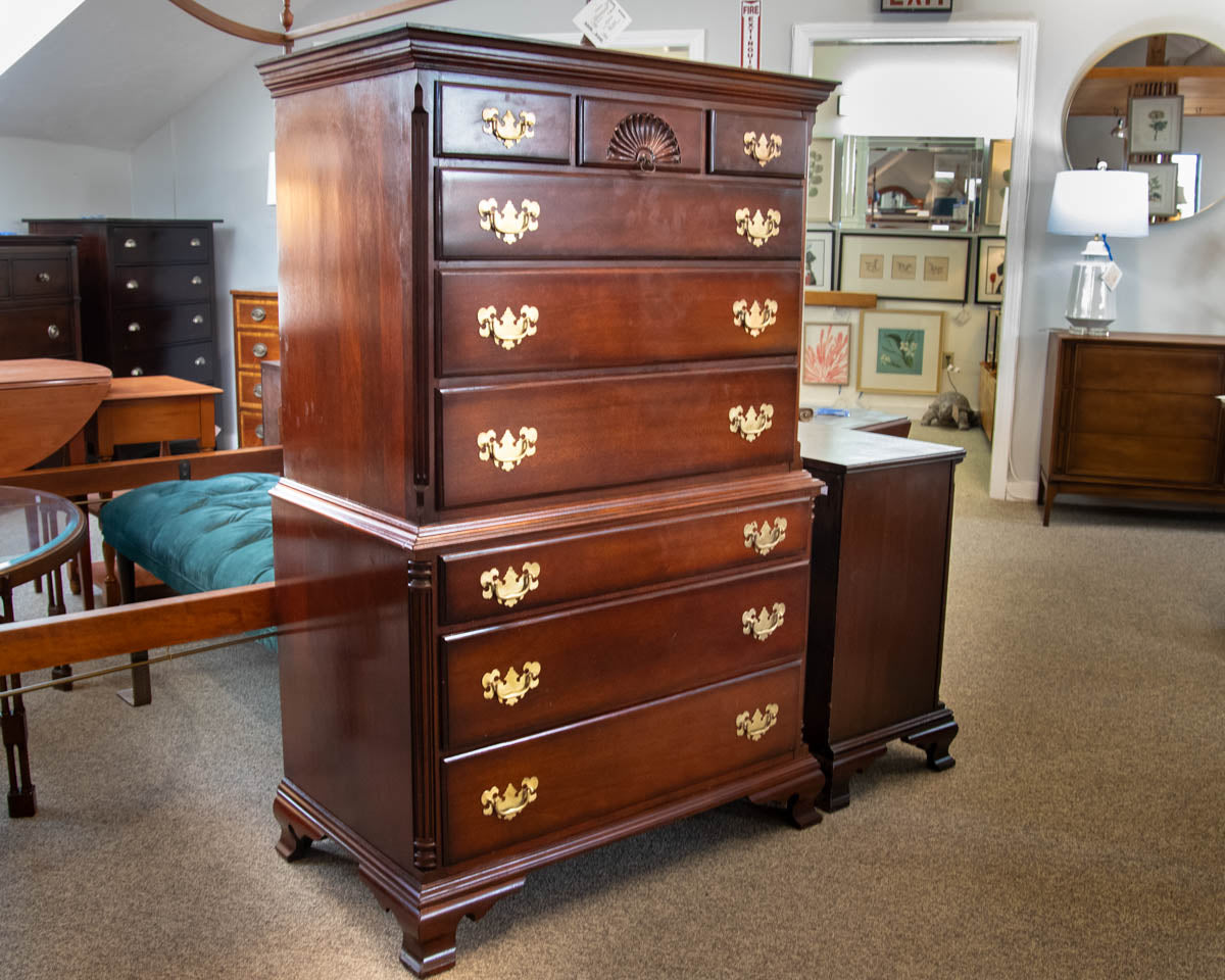 Solid Mahogany Nine Drawer Chest on Chest