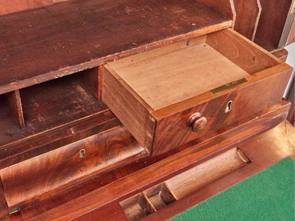 Antique Mahogany 2 Glass Doors 6 Drawers Flip top Service Secretary Desk