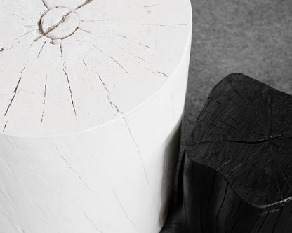 Set of two White and Black Tree Outdoor Side Stumps