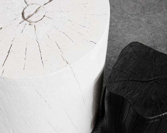 Set of two White and Black Tree Outdoor Side Stumps